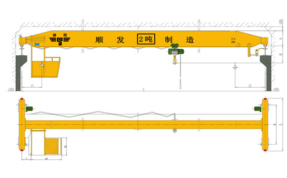 2噸/2t單梁橋式起重機(jī)（2噸天車、2噸行吊、2噸行車）